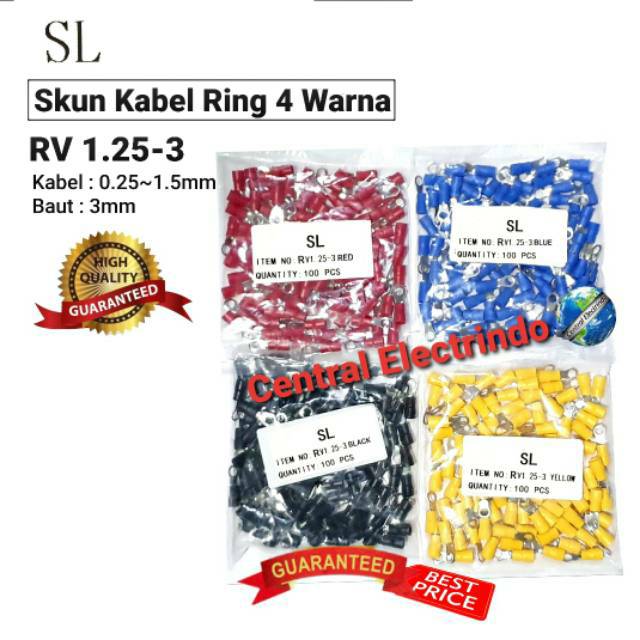 Skun Kabel Ring Warna RV 1.25-3 Kabel 0.5~1.5mm Baut 3mm SL.