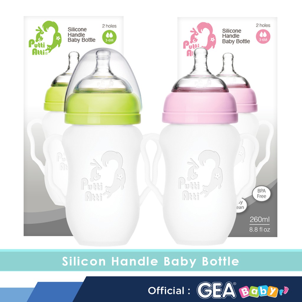 Putti Atti Silicone Handle Baby Bottle 260ml - Botol Susu Bayi Silikon Handle