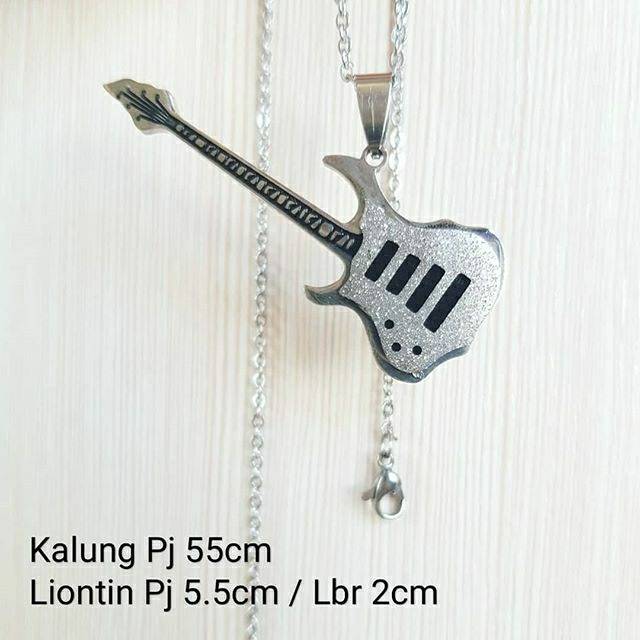 Kalung Gitar Import titanium silver antikarat