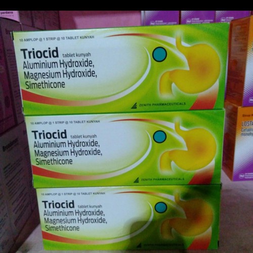 TRIOCID Strip 10 Tablet - Box Tablet Kunyah Nyeri Perut Asam Lambung Maag