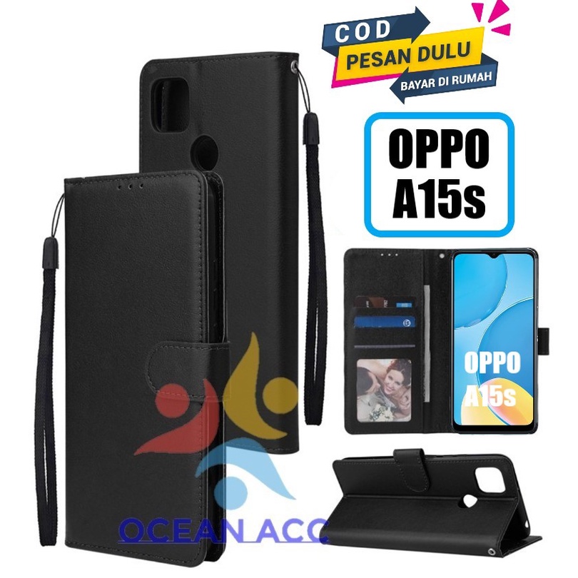 DOMPET HP UNTUK OPPO A15s (2021) NEW LEATHER FLIP CASE OPPO A15s (2021) NEW