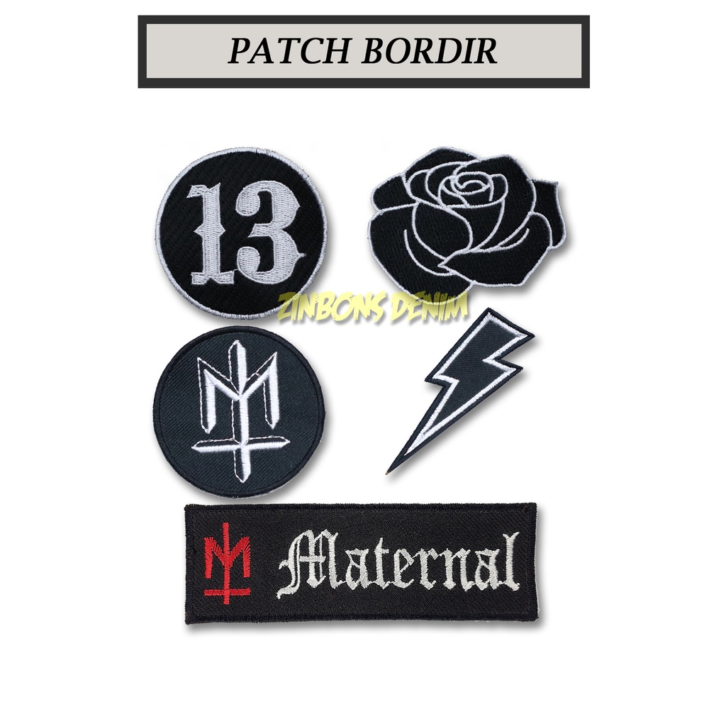 ZINBONS Patch bordir emblem satu paket isi 5 patch free 1 stiker musik