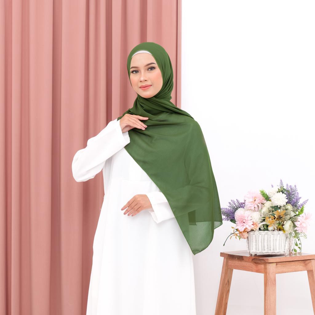 PASHMINA Ceruty Babydoll ASLI Premium Size 180cm x 75cm WARNA ARMY