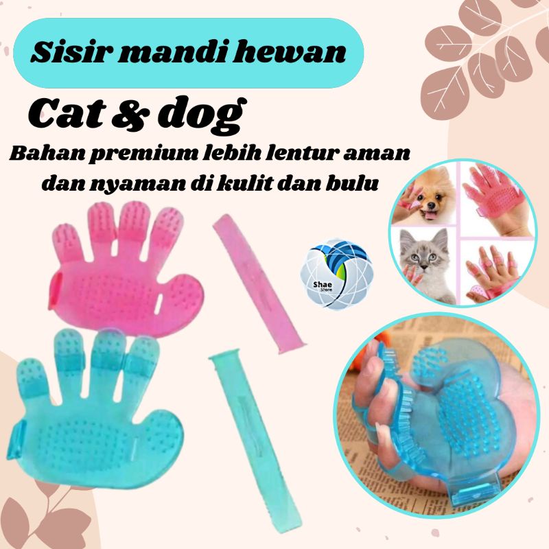 Sisir kucing Karet Tapak Tangan Pet Wash Brush Groming Pet Sikat Mandi Kucing Anjing