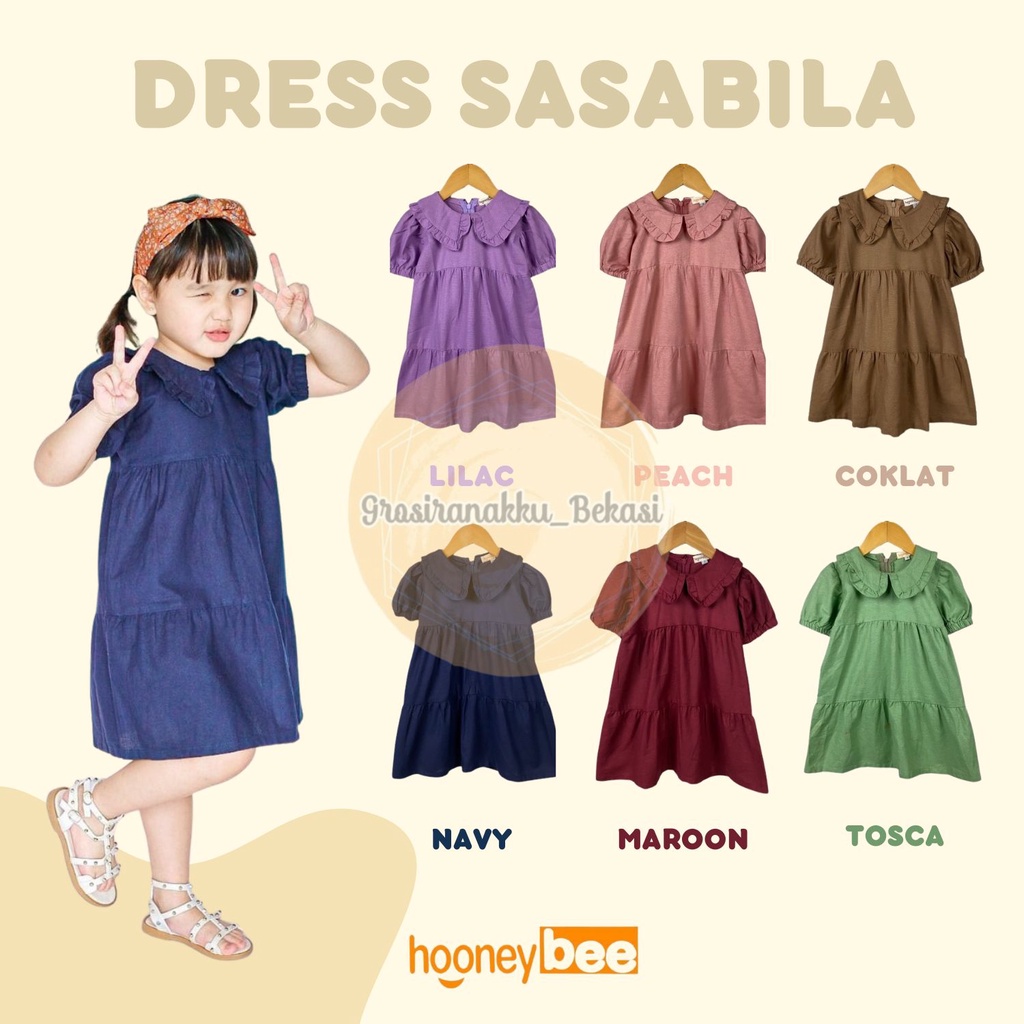 Dress Anak Linen Salsabila Mix Warna Size 1-5Tahun