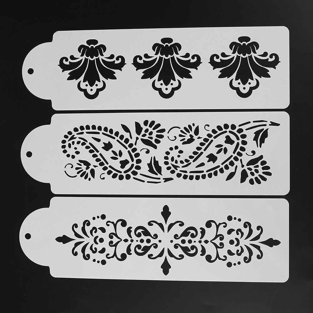 Plastic Stencil - Stensil Dekorasi Cake Motif Lace Flower (3pcs)