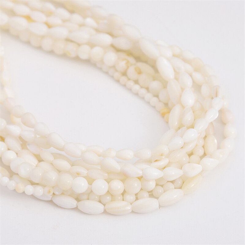 34-115 Pcs Natural Oval Round Drop Water Shell Ibu Dari Mutiara Longgar Spacer Manik-manik untuk Membuat Perhiasan DIY Gelang Kalung