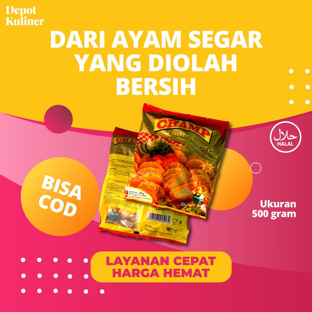 Champ Nugget Ayam Coin 500GR / Naget Ayam Bentuk Koin