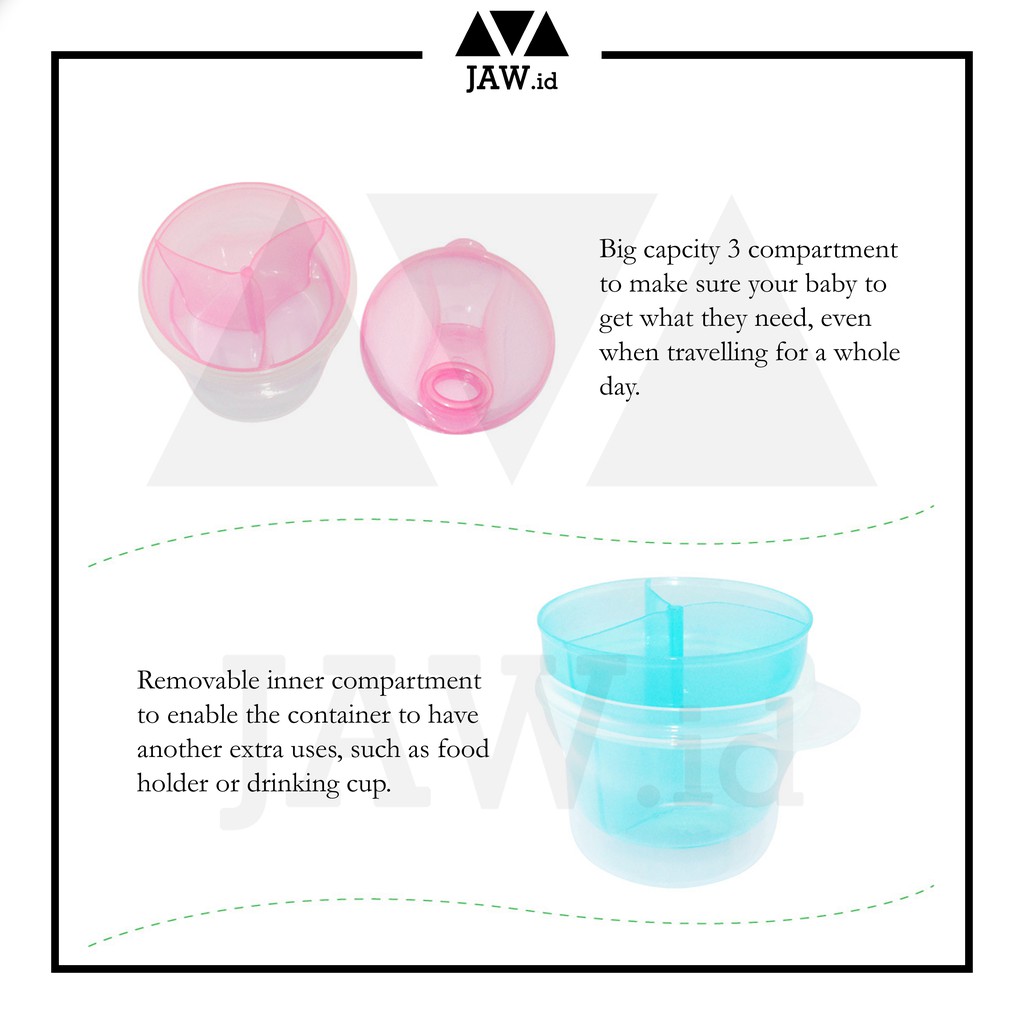 Tempat Susu Bubuk Bayi 3 Sekat / Kotak Penyimpanan Susu Travelling