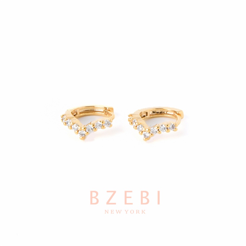 Bzebi Anting Bulat Mini Warna Gold 916 Hias Berlian Imitasi Gaya Korea Dengan Kotak Untuk Wanita 480e