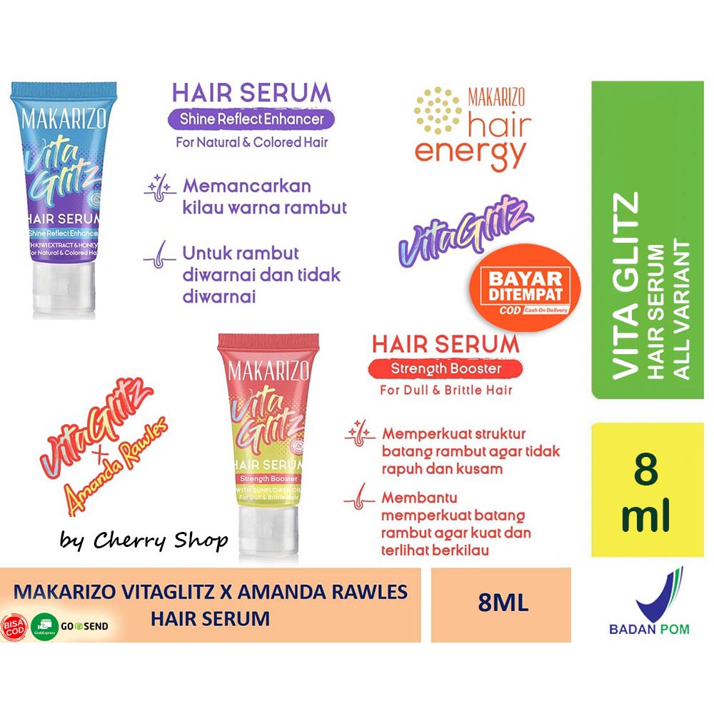 [BPOM] Makarizo Vitaglitz Hair Serum Shine Reflect Enhancer | Revitalizing Care | Strength Booster 8 mL / Serum Rambut