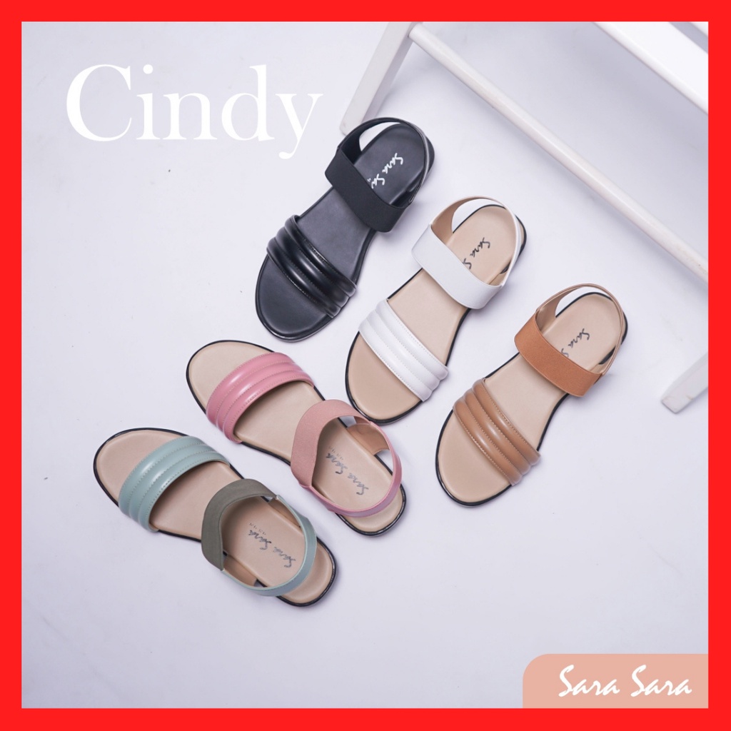 CINDY Sandal Flat Tali Belakang Wanita Sendal Wedges Cewek Remaja Kondangan Terbaru