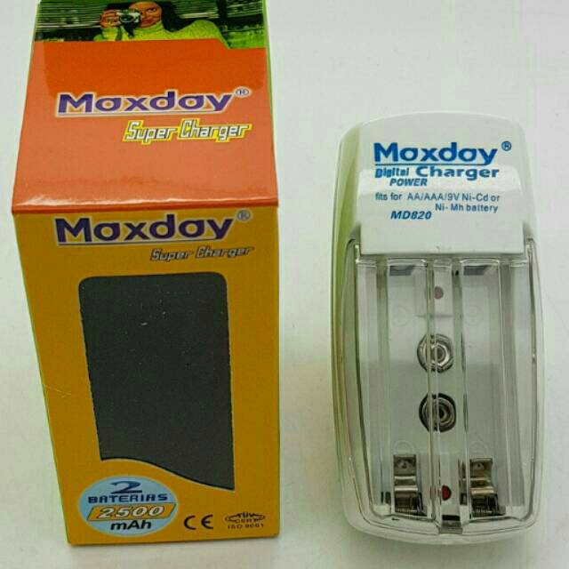 Alat Charger Chargeran casan Batre Baterai Battery AA AAA A2 A3 9v 9 v 2 slot maxday super charger