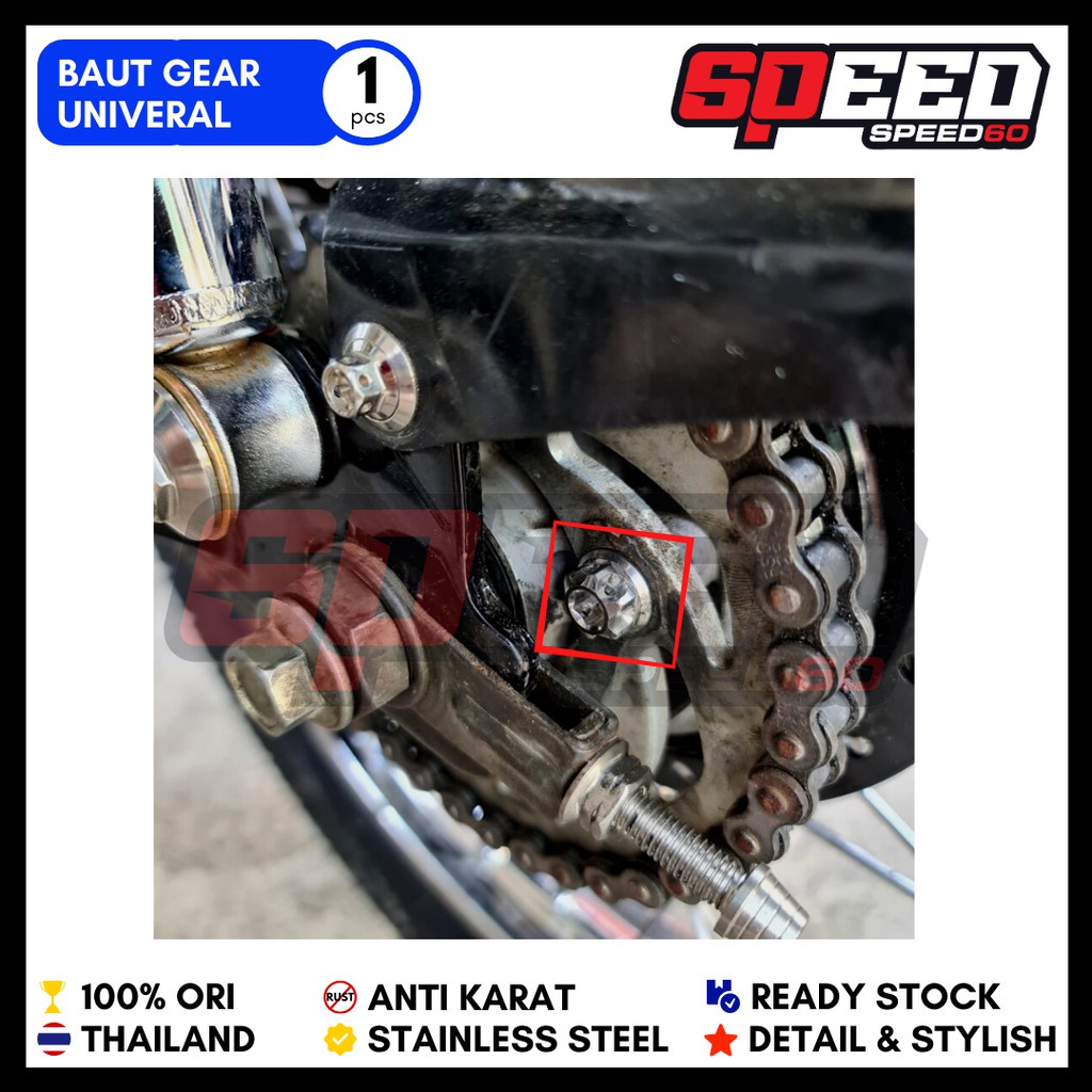 Baut Gear Belakang RX King Jupiter Universal Baut Probolt Thailand Stainless Steel King Nut
