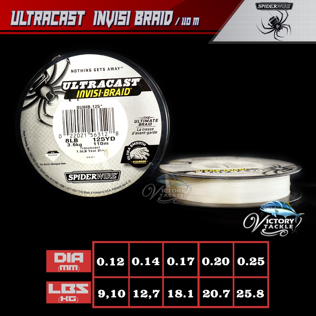 Benang Pancing PE SPIDERWIRE ULTRACAST INVISI BRAID 125 YARDS MADE IN USA
