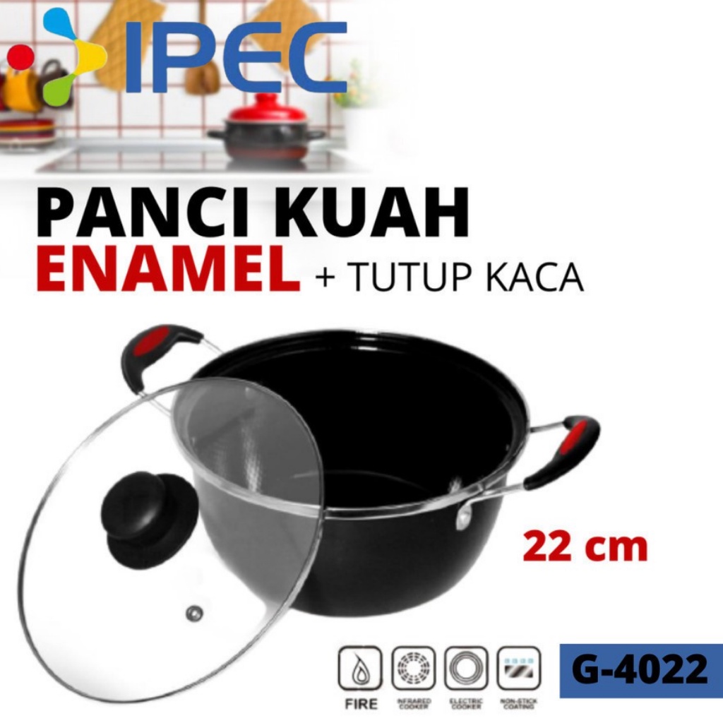 Panci kuah Panci Susu Enamel GSF with Tutup Kaca Panci Susu Saucepan 4022/4920