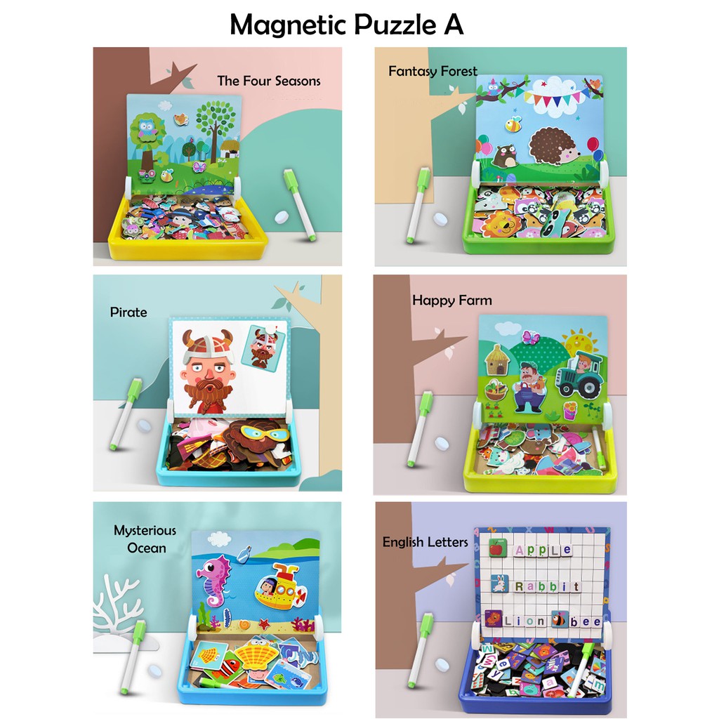 Mainan Kayu Puzzle Magnetik Magnetic Wooden Toy Edukasi Anak