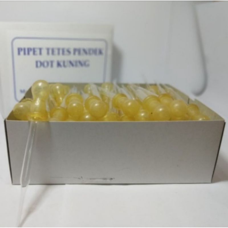 pipet tetes kaca pendek dot kuning / pipet