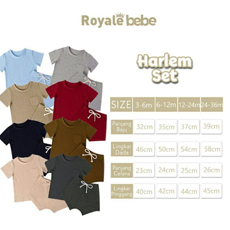 Royale Bebe Harlem Set Warna Random - Baju Anak - RB-HS3-24M