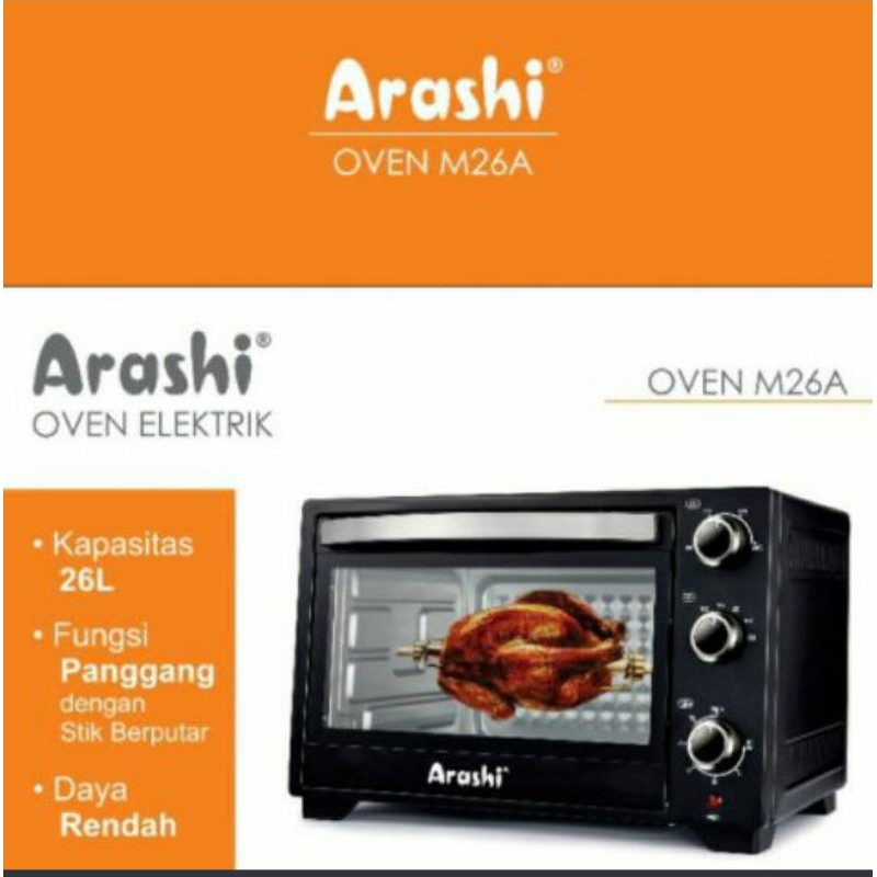 oven listrik ARASHI M 26A - 26 liter - low watt garansi - rottiseries