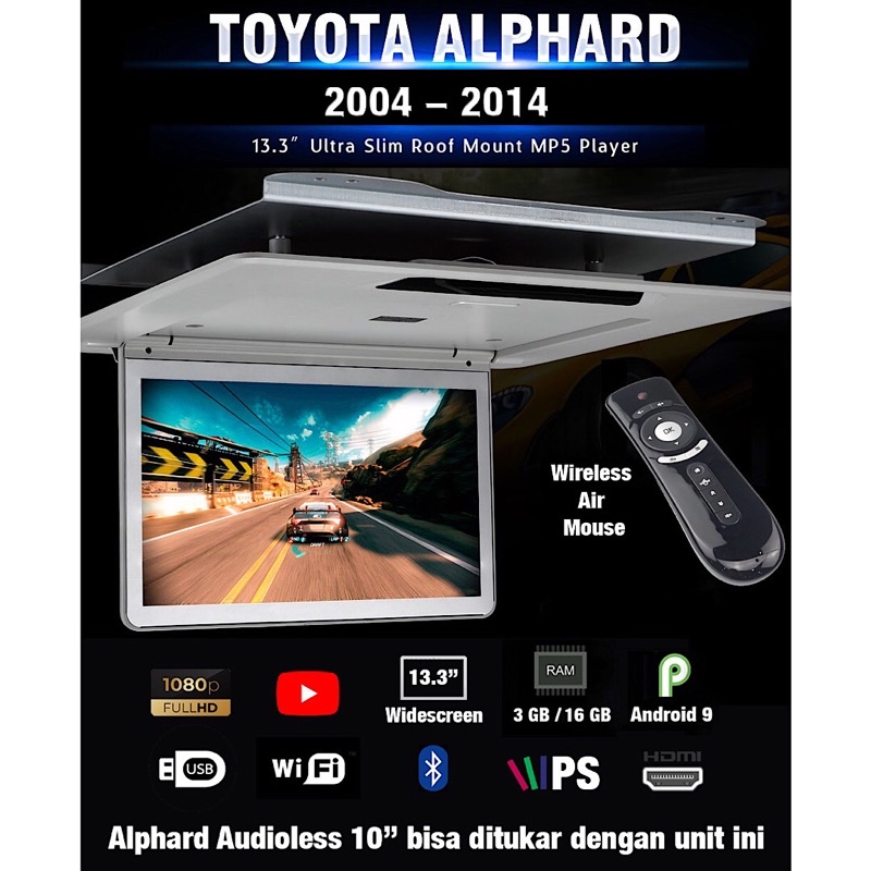 TV Roof Plafon Android Alphard 2004 - 2014