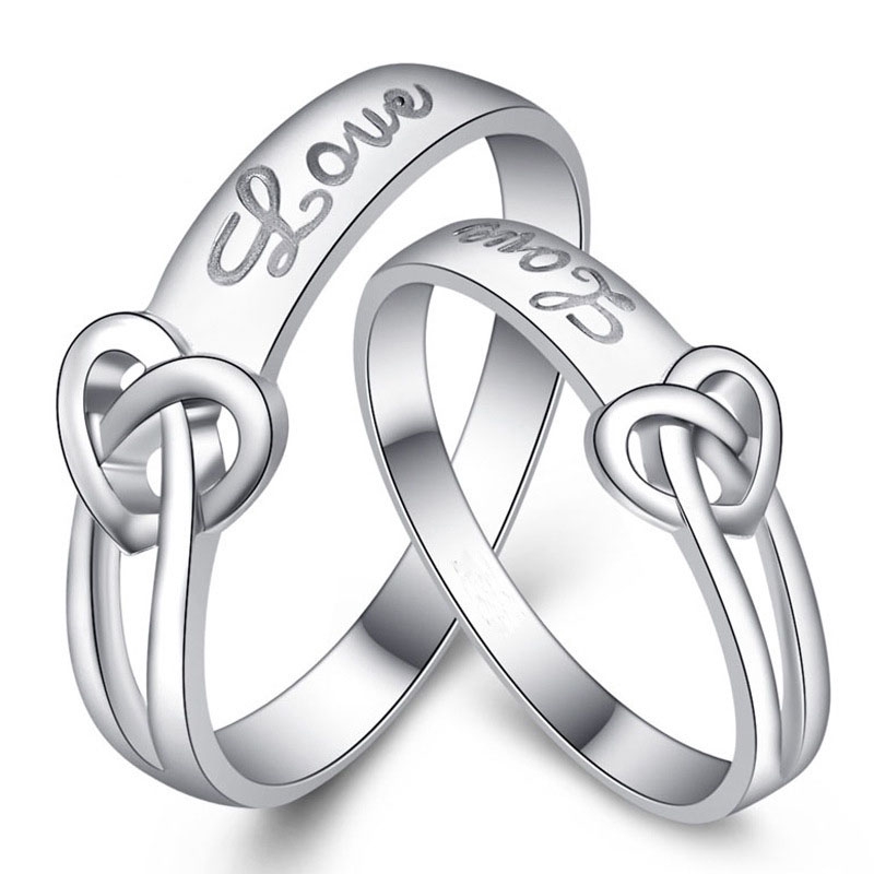 2 Pcs 925 Silver Cincin Tunangan/nikah/kawin Berlian Mode Wanita Cincin Pasangan Couple Rings-7