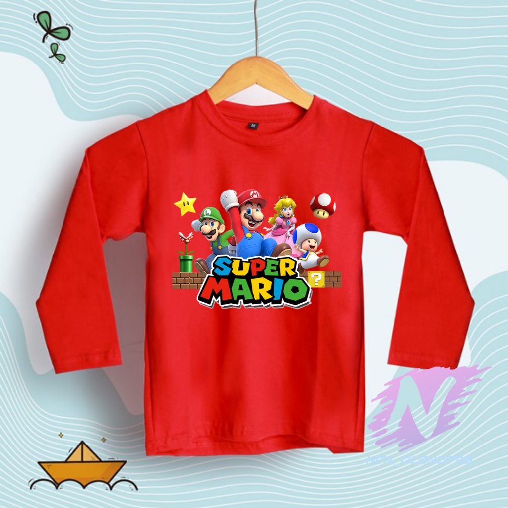 KAOS SUPER MARIO BAJU ANAK LENGAN PANJANG MARIO BROS