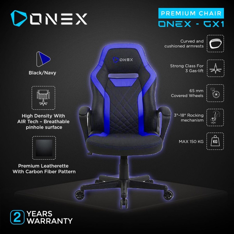 Kursi Gaming ONEX GX1 Premium Quality Gaming Chair Kursi - Navy Blue