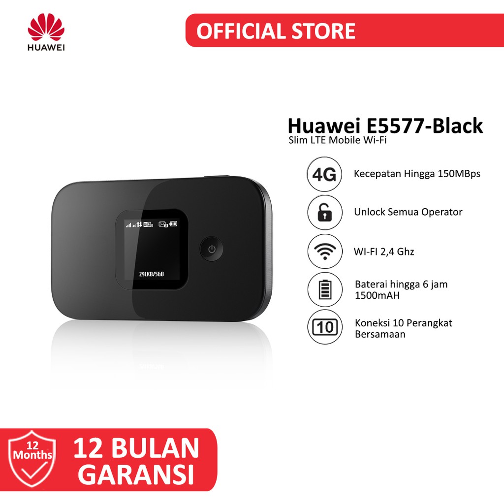 Huawei E5577 Slim Modem Mifi 4G LTE Free Kuota 14GB 2 Bulan