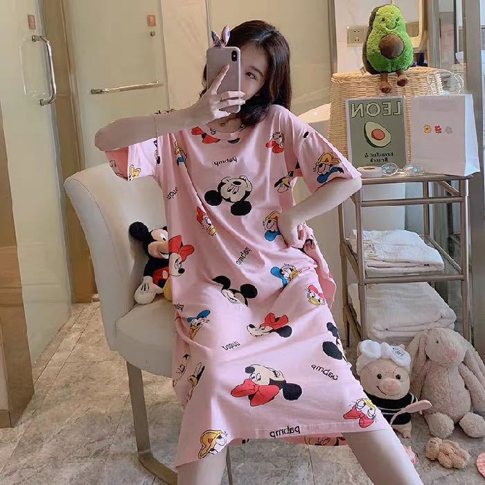 D101 • Daster Import • Daster Lucu • Sleepwear • Pakaian Tidur Wanita-Mickey Pink