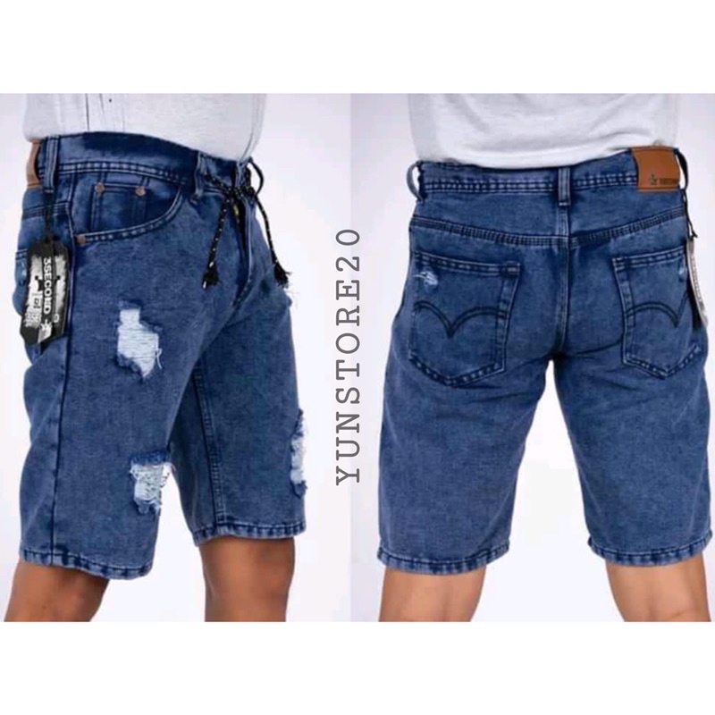 Celana Jeans Pendek Pria Sobek High Quality Size 28-33 Celana Pendek Jeans Sobek Pria Premium Original