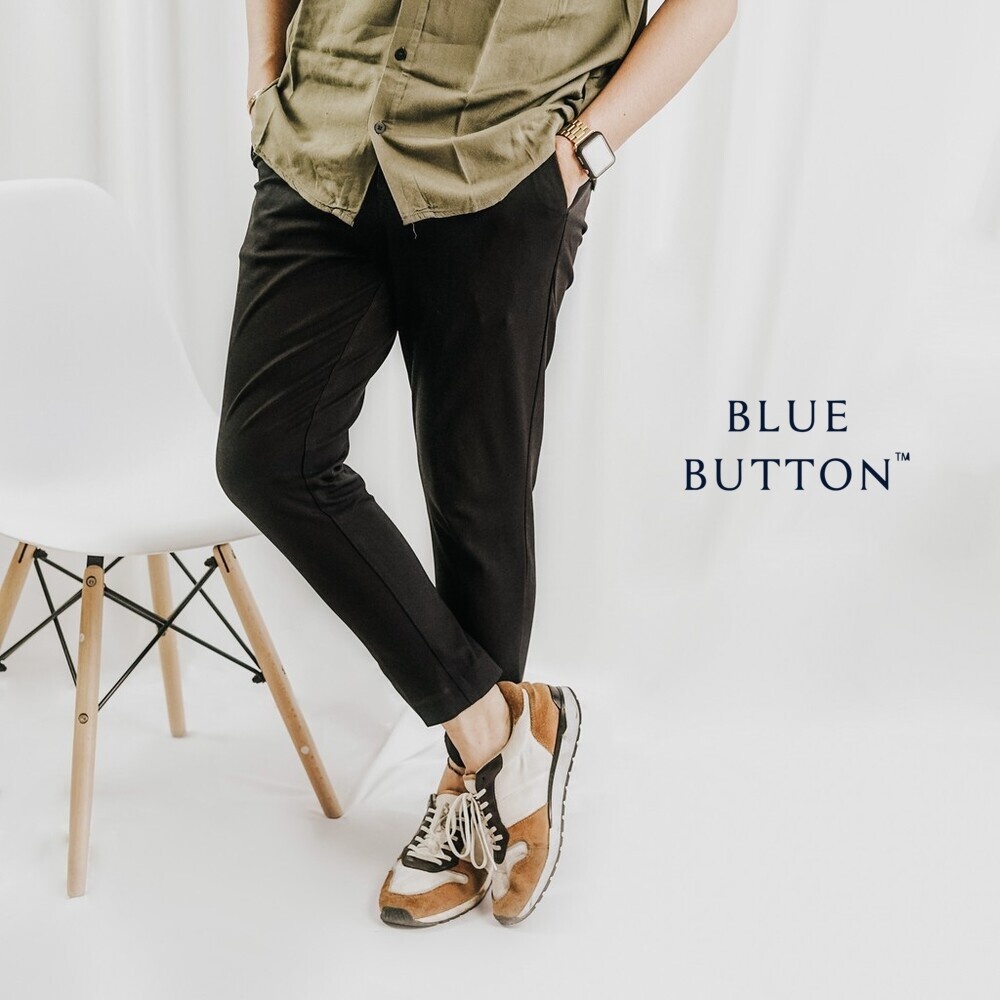 BlueButton Smart Chino Ankle Pants SLIM FIT Stretch Magic Waist Celana Panjang Chino Casual Formal Kerja Kekinian