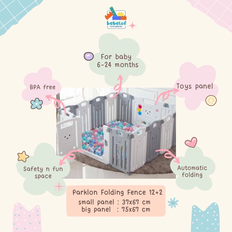 Parklon Folding Fence 12+2 Sewa pagar bayi