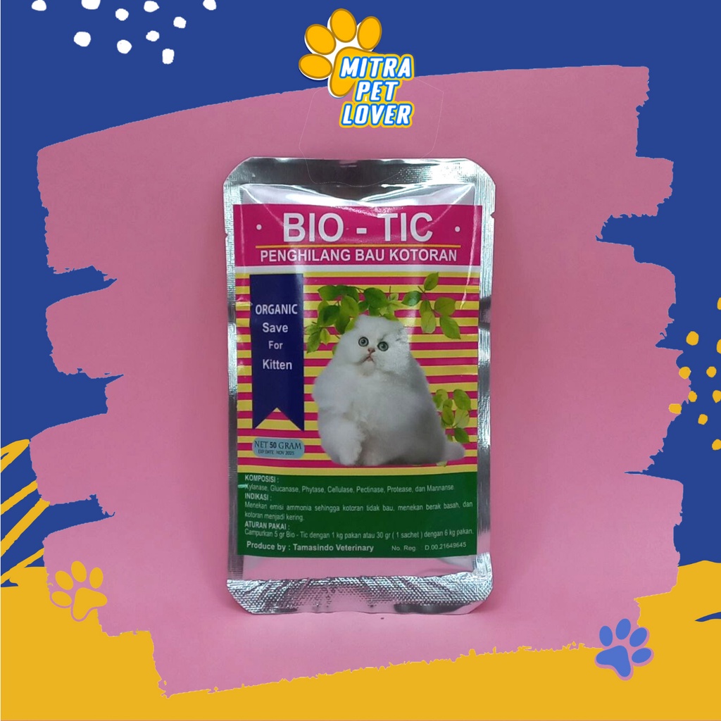 PENGHILANG BAU KOTORAN KUCING , BIO-TIC CAT 50 GRAM ORIGINAL - BIOTIC - BIO TIC ORGANIK - KOTORAN JADI KERING TIDAK BAU AMAN UNTUK KUCING PELIHARAAN SEHAT PET ANIMAL HEALTHCARE AND VETERINARY TAMASINDO KESEHATAN DAN VITAMIN HEWAN BINATANG MITRAPETLOVER