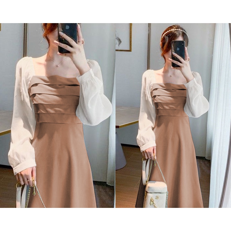 DWEINA LONG SLEEVE MIDI DRESS IMPORT (DRESS LENGAN PANJANG)