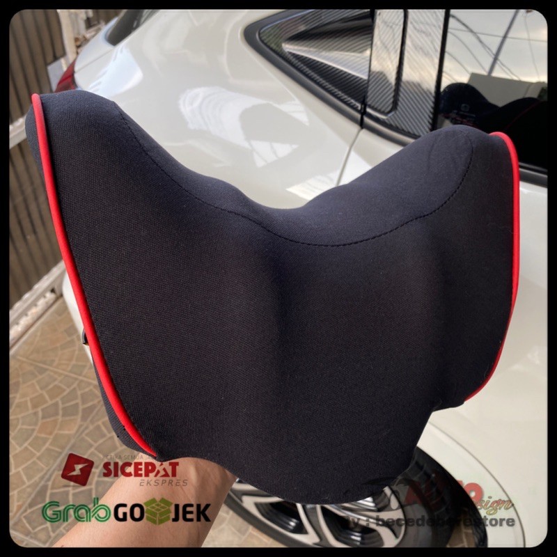 Headrest Bantal Leher Mobil Kain Kulit Memory Foam Berkualitas