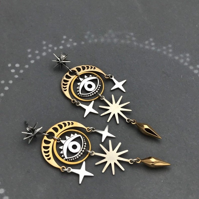 Anting Kait Gantung Bahan Alloy Desain Mata Horus Gaya Retro Untuk Wanita