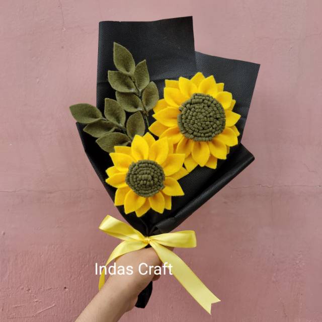 Buket Bunga Flanel Matahari 2 Tangkai