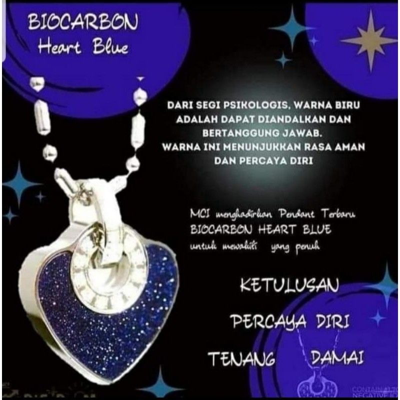 Biocarbon Blue Heart Pendant Kalung Kesehatan MCI ORIGINAL