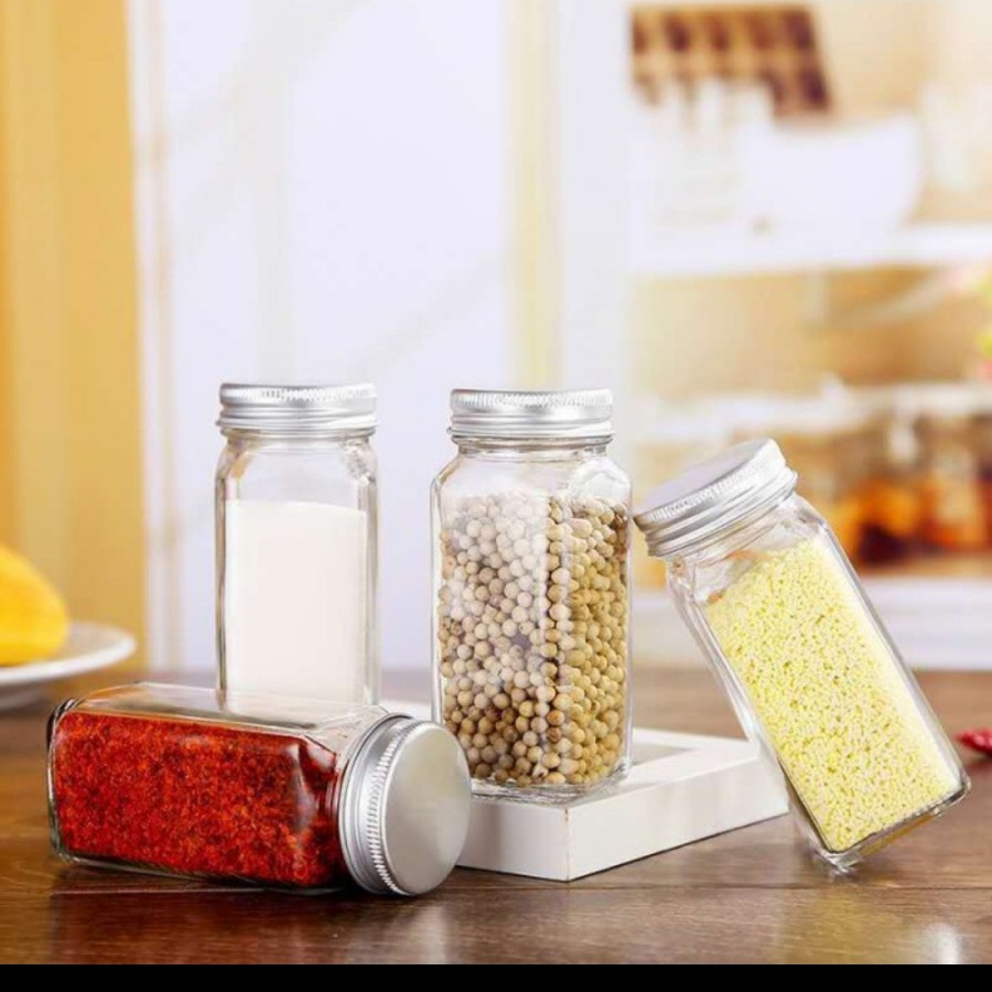 Spices jar kaca tempat bumbu dapur five spice bahan masak penyimpanan