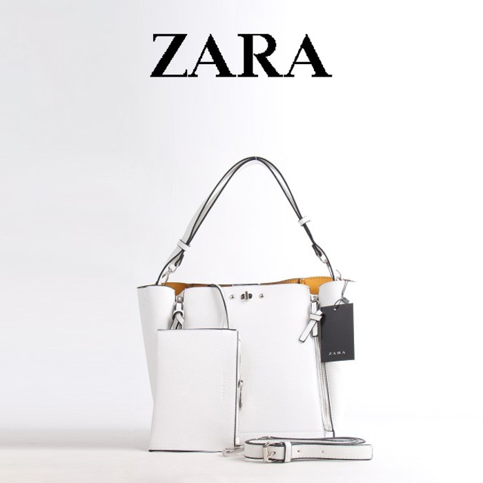 Tas zara size besar import F24138 warna putih / shoulder bag impor zara