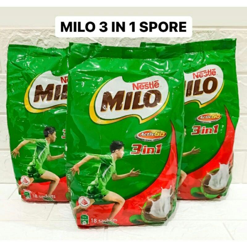 

Milo Singapore 3in1 Instant 18 sachet 3 in 1 Asli Original Exp.2022 Activ-go Activ go Ready Nestle