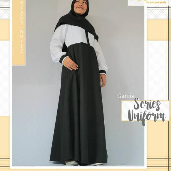 PROMO BAJU GAMIS SERAGAM DINAS HITAM PUTIH /  GAMIS WANITA TERBARU &amp; TERMURAH