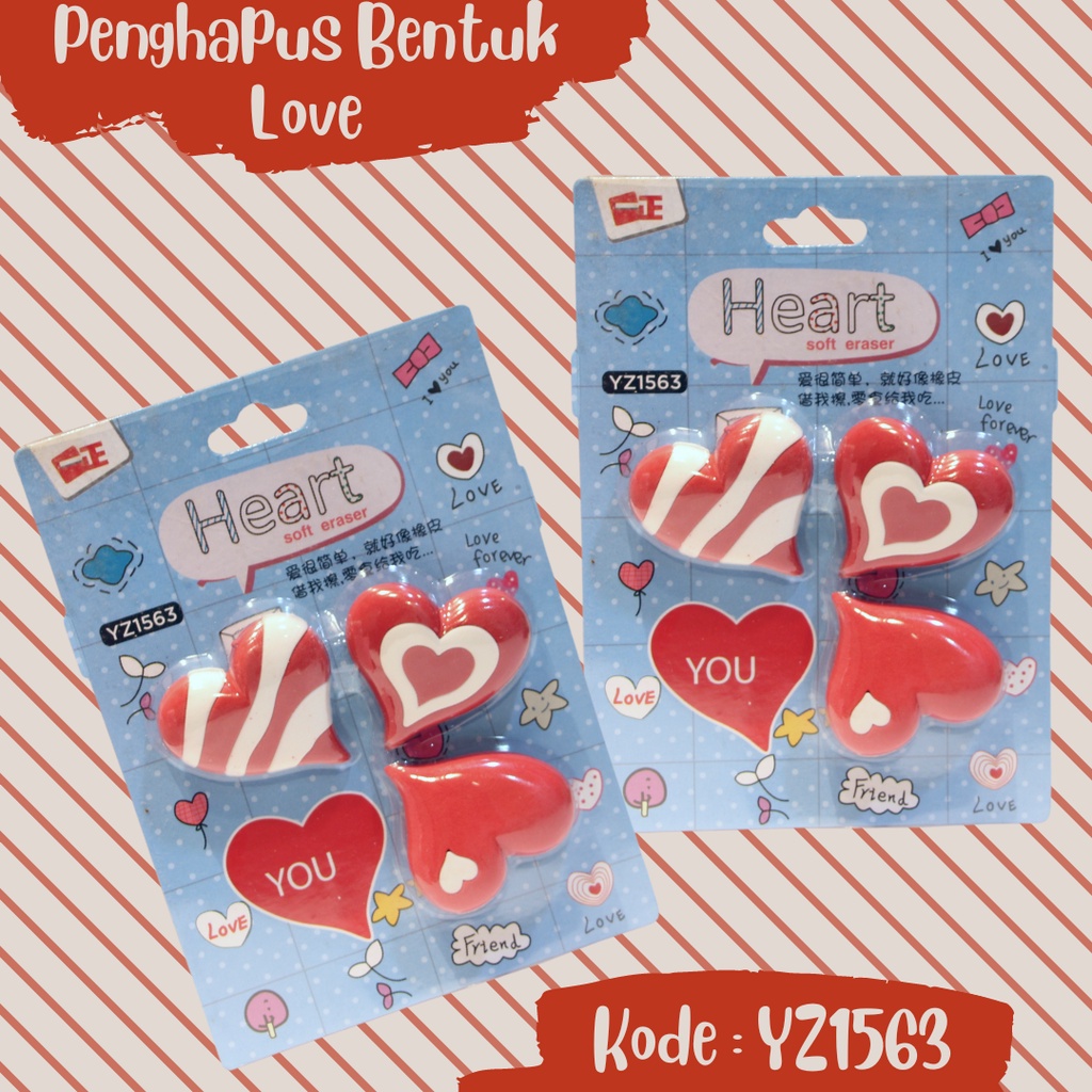 

PROMO SALE!! STIP PENGHAPUS PENSIL ALAT SEKOLAH ANAK UNIK LUCU BENTUK LOVE SALUR ERASER YZ1563 SOUVENIR HADIAH VALENTINE