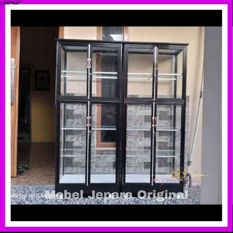 Lemari Tas - Lemari Pajangan Hias Full Kaca Bahan Alumunium Modern