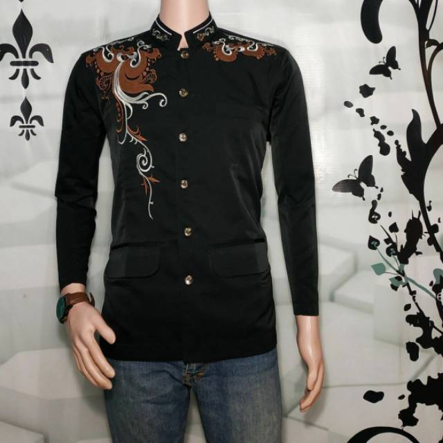 Jasko bordir Putih, Hitam,  NU | dobel kerah | jasko modern best seller