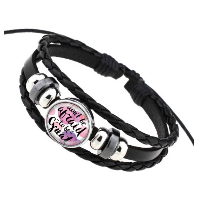 Gelang Custom Motivational Quotes Kata Mutiara Motivasi Elegan Kulit Kepang Multilayer