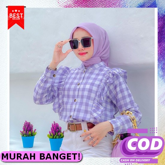 17Wear Kemeja Wanita Terbaru 2021 Import Kemeja Wanita Lengan Pendek D [Cod] Una Top Atasan Blouse K