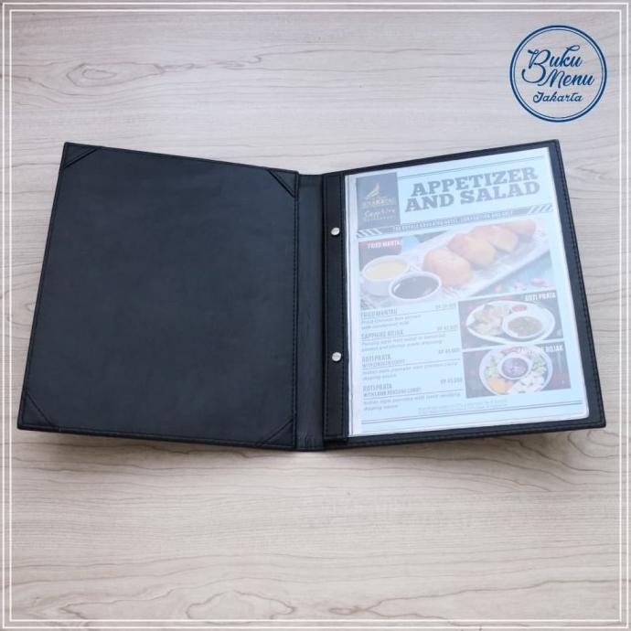 

BUKU MENU RESTORAN KULIT ISI PLASTIK A4 - HITAM - READY STOCK