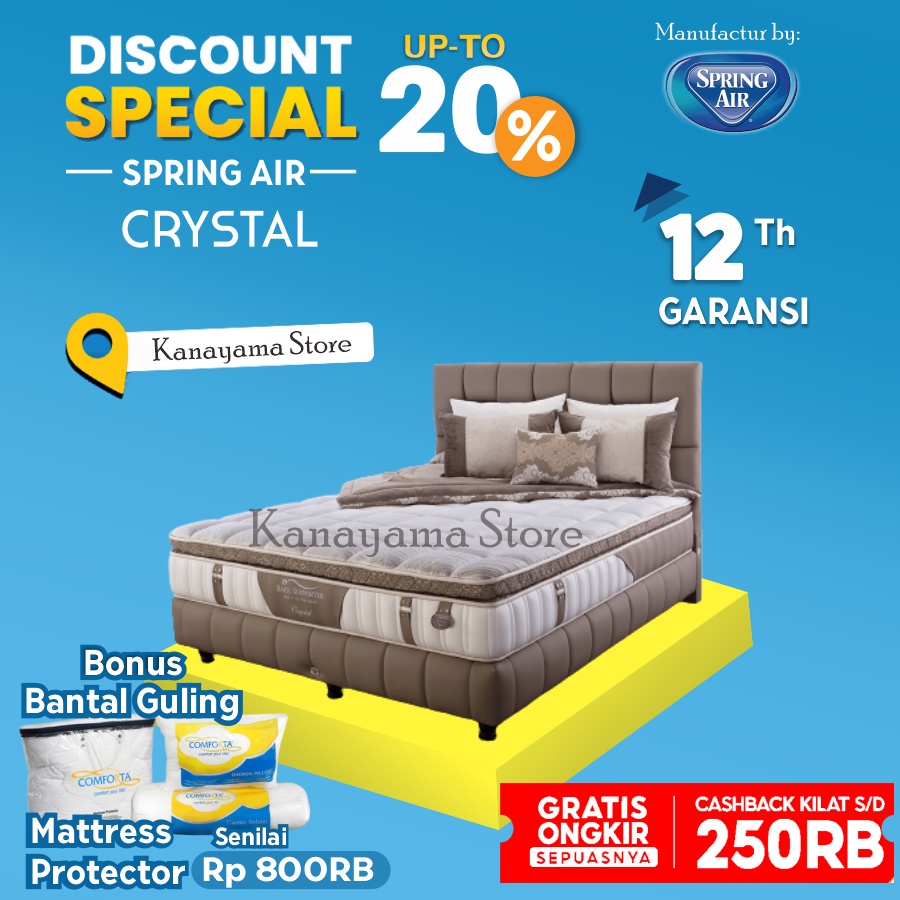 Spring Air Spring Bed Crystal Latex 160 180 200 100 x200 - 100*200, Kasur ONLY